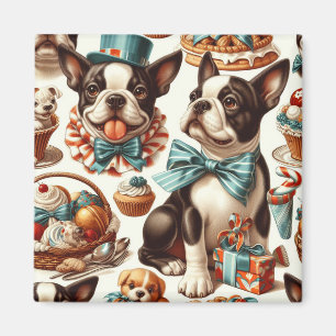 Aimant Illustration Retro Cute Boston Terrier