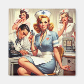 Aimant Illustration Retro Nurse (Devant)