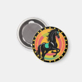 Aimant Illustration stylisée d'un cheval noir (Recto/Verso)