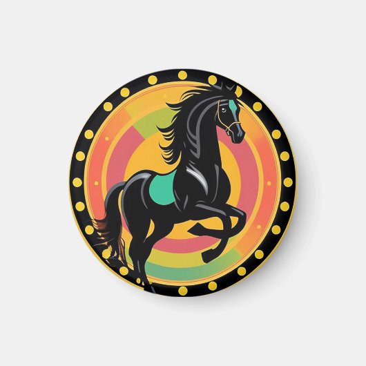 Aimant Illustration stylisée d'un cheval noir (Devant)