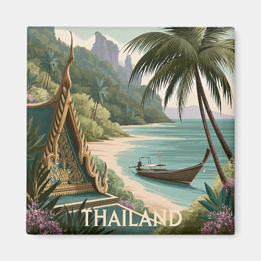 Aimant Illustration Tropicale Thaïlande (Devant)