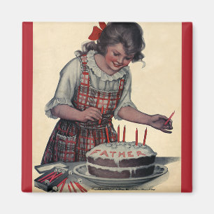 Aimant Illustration vintage Bonne fête d'anniversaire Pèr