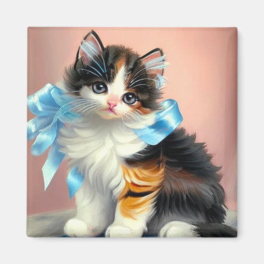 Aimant Illustration vintage Calico Kitten (Devant)