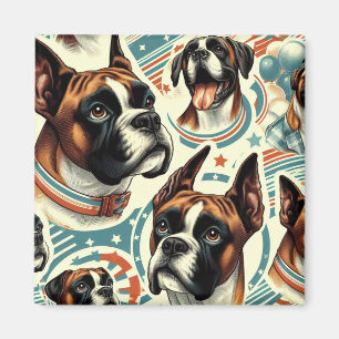 Aimant Illustration vintage de chien de boxe sans soudure