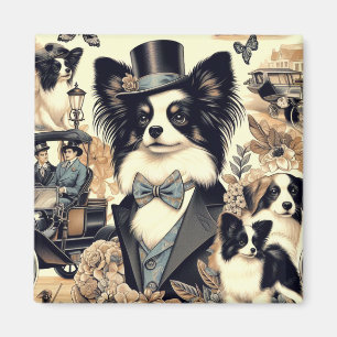 Aimant Illustration vintage de chien Papillon