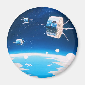 Aimant Illustration vintage de la fusée spatiale rétro