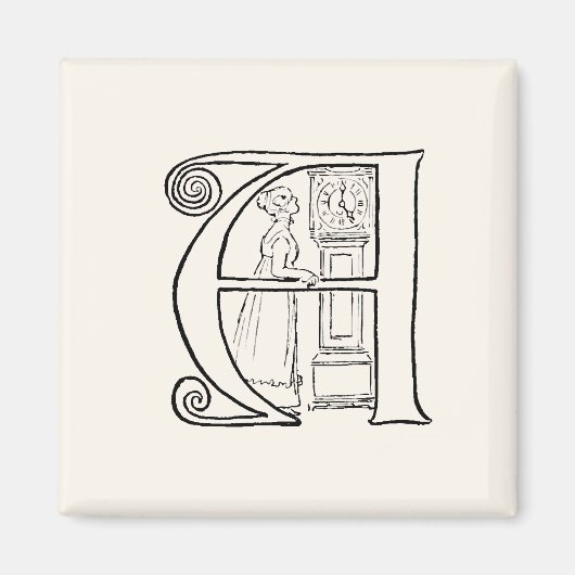 Aimant Illustration vintage de la lettre A (Devant)