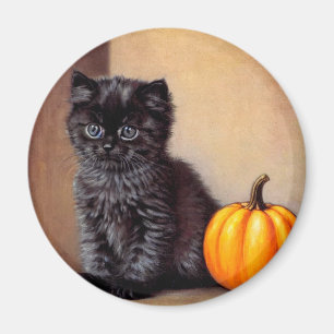 Aimant Illustration vintage Halloween Black Kitten