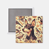 Aimant Illustration vintage Pinscher (Recto/Verso)