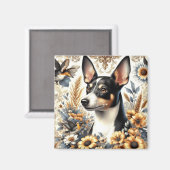 Aimant Illustration vintage Rat Terrier (Recto/Verso)
