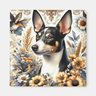 Aimant Illustration vintage Rat Terrier