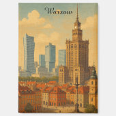 Aimant Illustration Vintage Skyline de Varsovie Pologne (Recto)