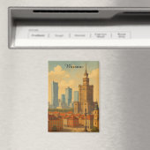 Aimant Illustration Vintage Skyline de Varsovie Pologne (In Situ (Lave-vaisselle))