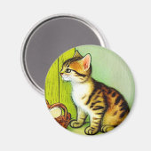 Aimant Illustration vintage Tabby Cat (Recto/Verso)