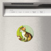 Aimant Illustration vintage Tabby Cat (In Situ (Lave-vaisselle))