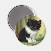 Aimant Illustration vintage Tuxedo Kitten (Recto/Verso)