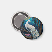 Aimant Illustrations de paon blanc céleste - Art personna (Recto/Verso)