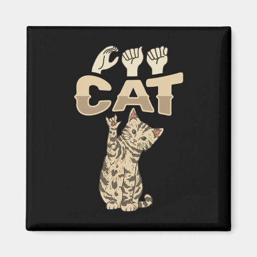 Aimant ILY Cat ASL Geste main sourde perte d'audition (Devant)