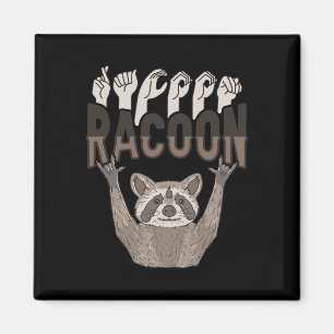 Aimant ILY Racoon ASL Geste MAIN Sourde Perte auditive Aw