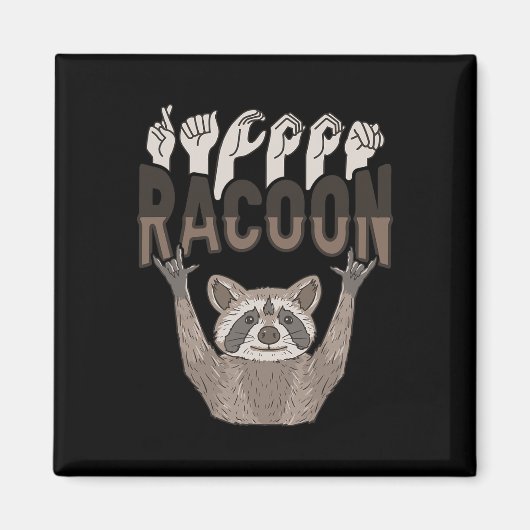Aimant ILY Racoon ASL Geste MAIN Sourde Perte auditive Aw (Devant)