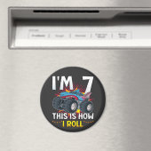 Aimant I'm 7 Voici comment je roule Monster Truck Circle (In Situ (Lave-vaisselle))