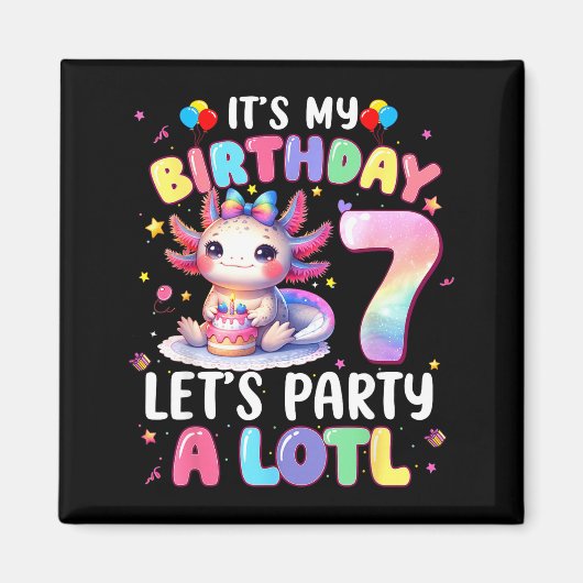 Aimant I'm 7th Birthday Girl Cute Axolotl 7 Year Old Bday (Devant)