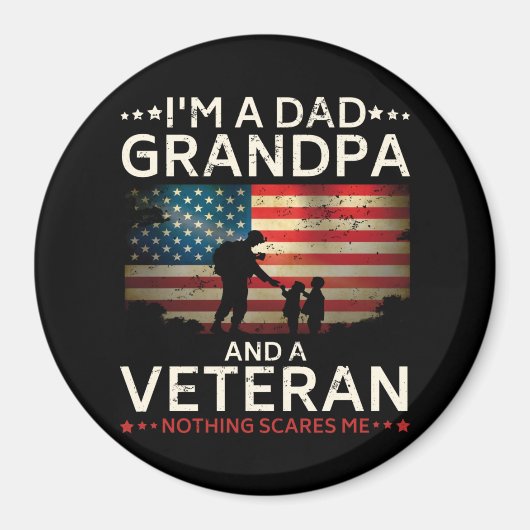 Aimant I'm A Papa Grandpa Et A Vétéran Circle (Devant)