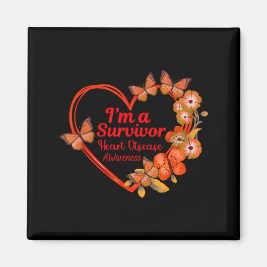 Aimant I'm A Survivor Heart Disease Awareness Red Butterf (Devant)