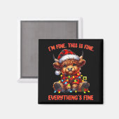 Aimant I'm Fine Everything Is Fine Christmas Highland Cow (Recto/Verso)