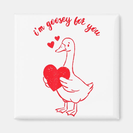 Aimant I'm Goosey For You Valentine Goose Hearts Minimal  (Devant)