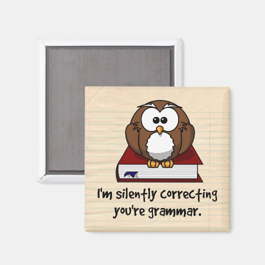 Aimant I'm Silently Correcting Your Grammar Wise Owl (Recto/Verso)