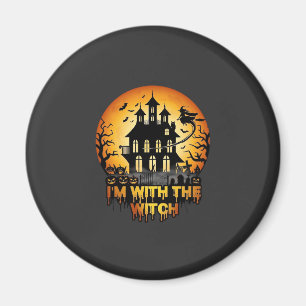 Aimant Im Witch Maison Hantée Pleine Lune Citrouilles