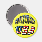Aimant Image Connecticut et texte d'indicateur USA (Recto/Verso)