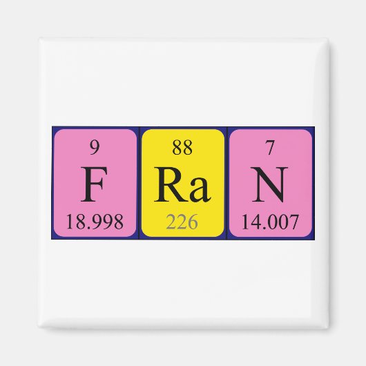 Aimant Image du nom périodique de la table Fran (Devant)