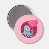 Aimant Image mignonne d'un poulpe tenant des ballons (Recto/Verso)