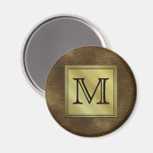 Aimant Image Monogramme personnalisée imprimée. Brun. (Recto/Verso)