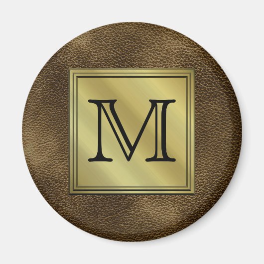 Aimant Image Monogramme personnalisée imprimée. Brun. (Devant)