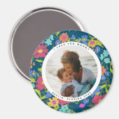 Aimant Image ronde Joli cadre Fleur sauvage avec texte (Recto/Verso)