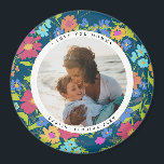 Aimant Image ronde Joli cadre Fleur sauvage avec texte<br><div class="desc">Célébrez un moment de famille préféré avec cet aimant photo ronde et lunatique,  bleu marine,  cadre motif fleur sauvage peint avec texte modifiable pour commémorer un événement spécial ou une personne.</div>