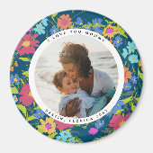 Aimant Image ronde Joli cadre Fleur sauvage avec texte (Devant)