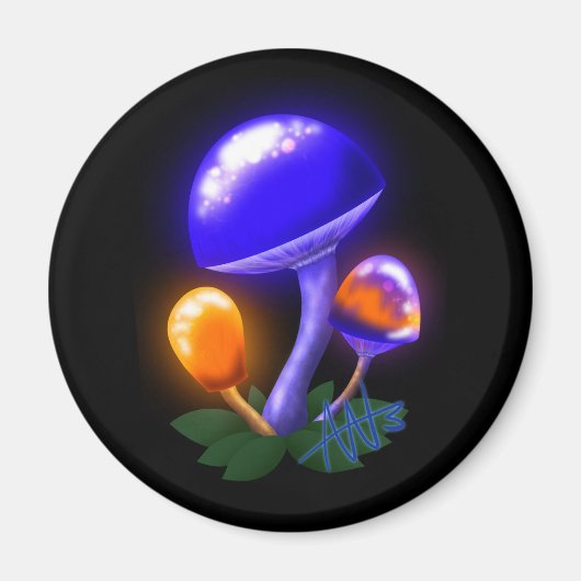 Aimant Imaginaire Blancs Dapperling Orange & Champignons  (Devant)