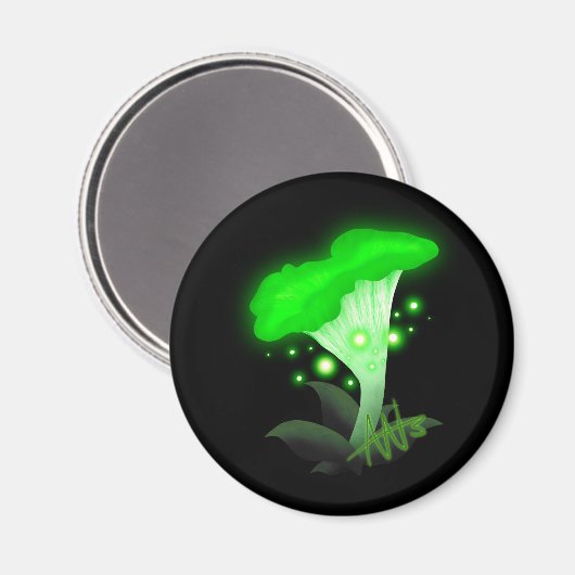 Aimant Imaginaire Chanterelle Champignon vert brillant (Recto/Verso)