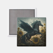 Aimant Imaginaire de tournesol Black Flying Horse (Recto/Verso)