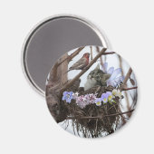 Aimant Imaginaire fée chaton et nid d'oiseaux (Recto/Verso)