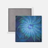 Aimant Imaginaire Fleur Bleue Motif, Art Fractal Abstrait (Recto/Verso)