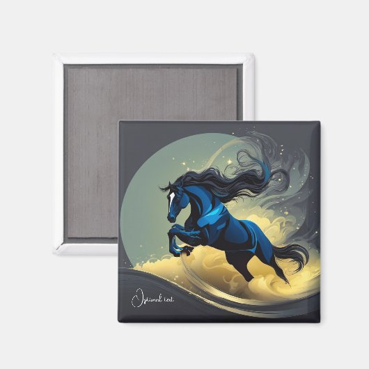 Aimant Imaginaire noir Stallion dans le désert (Recto/Verso)