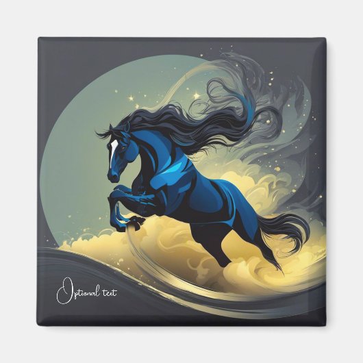 Aimant Imaginaire noir Stallion dans le désert (Devant)