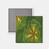 Aimant Imaginaire Vert Jaune Fleurs fractales (Recto/Verso)