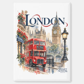 Aimant Imán de nevera Londres con autobús rojo y Big Ben