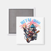 Aimant Imán-metal moo d rockin cow with a guitar (Recto/Verso)